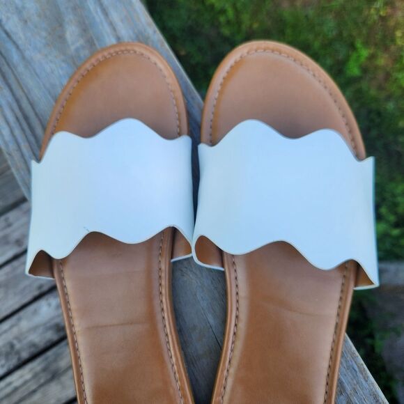 Target Shade & Shore Women's White-Brown Sandals Slip-on Size 10 - Picture 3 of 11